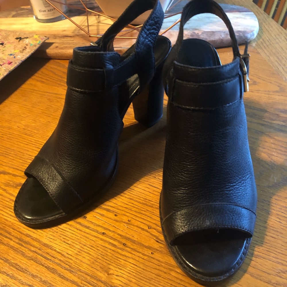 Cole Haan black leather sandal heels